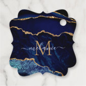 Agate Navy Blue Gold Marmor Individuelle Name Gift Geschenkanhänger (Rückseite)