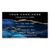 Agate Navy Blue Gold Marmor Magnetic Business Card Magnetische Visitenkarte (Vorderseite)