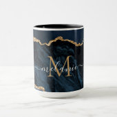 Agate Navy Blue Gold Marmor Name Letter Tasse Gesc (Zentrum)