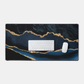 Agate Navy Blue Gold Marmor Schreibtischunterlage (Tastatur & Maus)