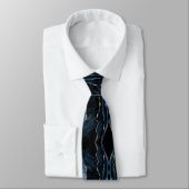 Agate Navy Blue Gold Marmor Sparkle Neck Tie Krawatte (Gebunden)