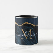 Agate Navy Blue Gold Marmor Tasse Individuelle Nam (Zentrum)