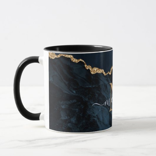 Agate Navy Blue Gold Marmor Tasse Individuelle Nam (Links)