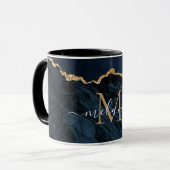 Agate Navy Blue Gold Marmor Tasse Individuelle Nam (Vorderseite Links)