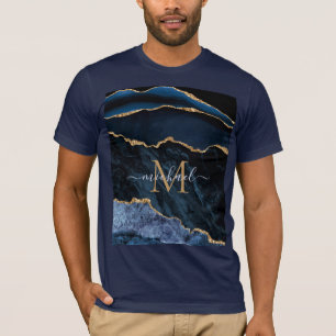Agate Navy Blue Gold Moderner T - Shirt - Monogram