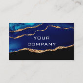 Agate Navy Blue Gold und Black Business Card Visitenkarte (Rückseite)