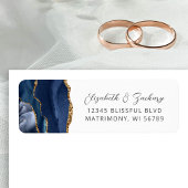 Agate Navy Blue Gold Wedding Rücksendeadresse