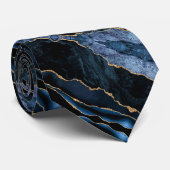 Agate Navy Blue Golf Glitzer Marble Krawatte (Gerollt)