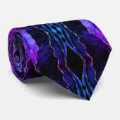 Agate Navy Blue Lila Gold Marble Neck Tie Krawatte (Gerollt)