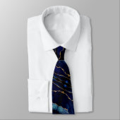 Agate Navy Blue Neck Tie Gold Glitzer Marmorgesche Krawatte (Gebunden)