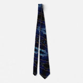 Agate Navy Blue Neck Tie Gold Glitzer Marmorgesche Krawatte (Rückseite)