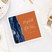 Agate Navy Blue Silver Burnt Orange Wedding Serviette