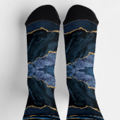 Agate Navy Blue Socken mit Gold Glitzer Marmor (Oben)