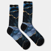 Agate Navy Blue Socken mit Gold Glitzer Marmor (Rechts)