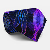 Agate Navy Lila Neon Lights Gold Neck Tie Krawatte (Gerollt)