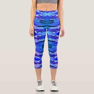 Agate Neon Blue Gold Glitzer Marbella Capri Leggin