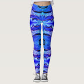 Agate Neon Blue Gold Glitzer Marble Leggings (Vorderseite)