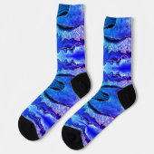 Agate Neon Blue Gold Glitzer Marmorsocken Socken (Linkes Detail)