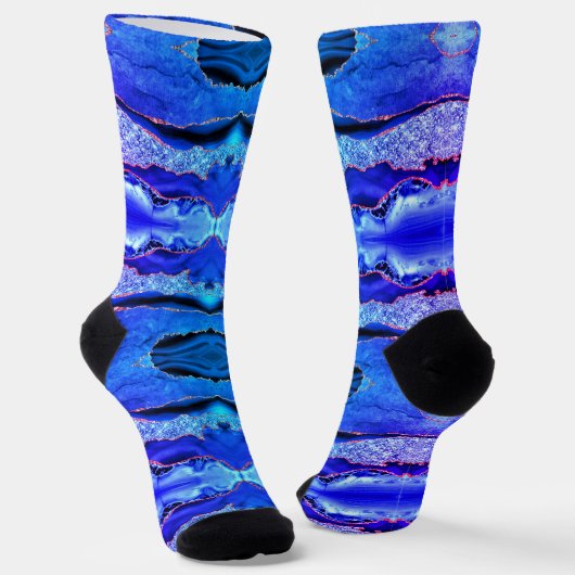 Agate Neon Blue Gold Glitzer Marmorsocken Socken (Gewinkelt)