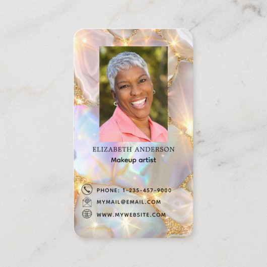 Agate opal geode Logo Foto Qr Code Social Media Visitenkarte (Rückseite)