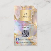 Agate opal Logo Foto Qr Code Social Media Premium Visitenkarte (Vorderseite)
