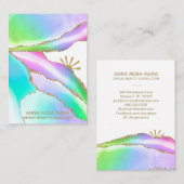 *~* Agate Pastell Rainbow Gold Glitzer Veins Visitenkarte (Vorne/Hinten)