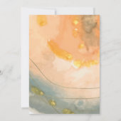 Agate Peach Hand Wasserfarbe und Imitate Goldhochz Einladung (Rückseite)