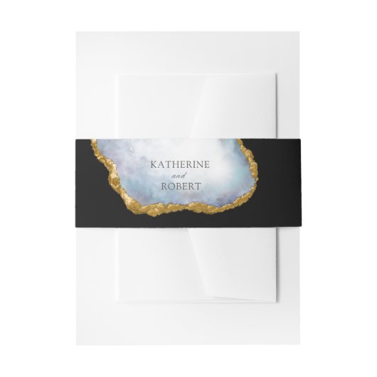 Agate Pearl Gold Wedding Einladungsbanderole (Vorderseite Beispiel)