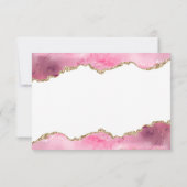 Agate Pink Burgundy Gold Glitzer Geode Wedding RSVP Karte (Rückseite)