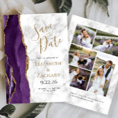 Agate Purple Gold Marble 5-Photo Save the Date Einladung
