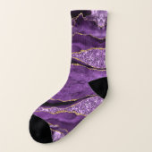Agate Purple Violet Gold Glitter Geode Socks Socken (Links - Außen)