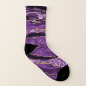 Agate Purple Violet Gold Glitter Geode Socks Socken (Rechts - Außen)