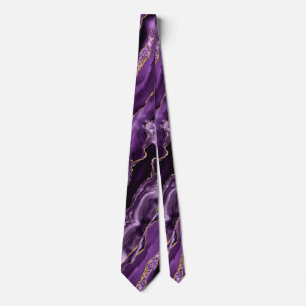 Agate Purple Violet Gold Sparkle Marble Neck Tie Krawatte