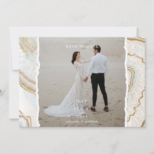 Agate Quartz Hintergrund Foto Hochzeit Save The Date (Vorderseite)