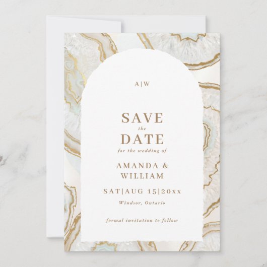 Agate Quartz Hintergrund Foto Hochzeit Save The Date (Vorderseite)