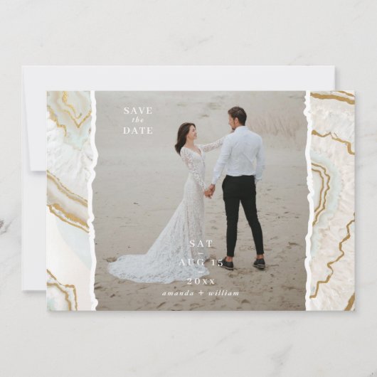 Agate Quartz Hintergrund Foto Hochzeit Save The Date (Vorderseite)
