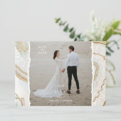 Agate Quartz Hintergrund Foto Hochzeit Save The Date (Stehend Vorderseite)