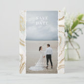 Agate Quartz Hintergrund Foto Hochzeit Save The Date (Stehend Vorderseite)