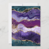 Agate Quinceanera, aquamariner, Lila und Gold Glit Einladung (Rückseite)