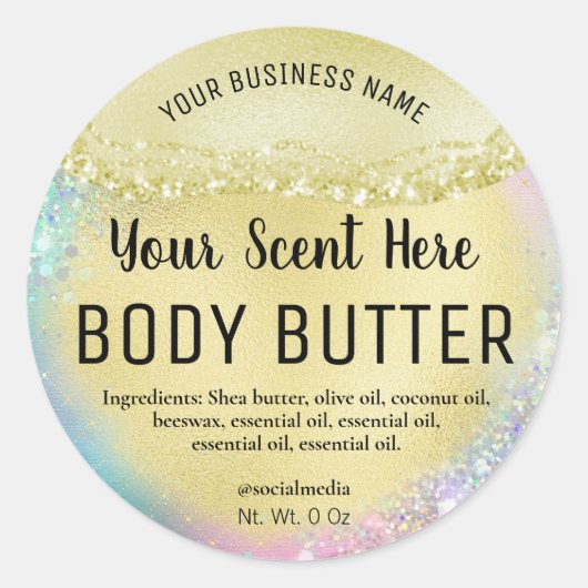 Agate Rainbow-farbene Body Butter Labels Runder Aufkleber (Vorderseite)