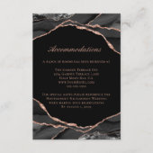 Agate Rose Gold Foil Black Wedding Unterkünfte Begleitkarte (Vorderseite)