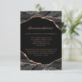 Agate Rose Gold Foil Black Wedding Unterkünfte Begleitkarte (Stehend Vorderseite)