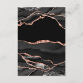 Agate Rose Gold Foil Black Wedding Unterkünfte Begleitkarte (Rückseite)
