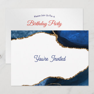 Agate Sapphire with Gold Veins Birthday Einladung