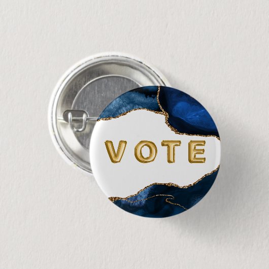 Agate Sapphire with Gold Veins Vote Button (Vorne & Hinten)