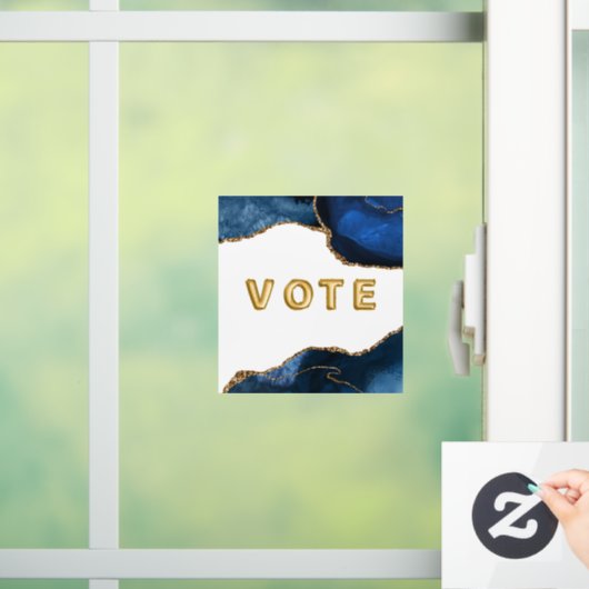 Agate Sapphire with Gold Veins Vote Fensteraufkleber (Zuhause)