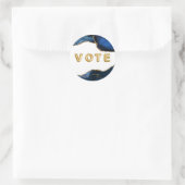 Agate Sapphire with Gold Veins Vote Runder Aufkleber (Tasche)