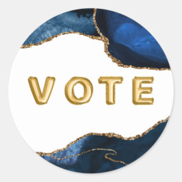 Agate Sapphire with Gold Veins Vote Runder Aufkleber