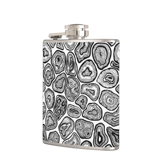 Agate-Scheiben in Schwarz-Weiß Flachmann (Links)