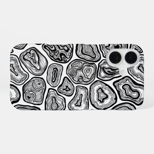 Agate-Scheiben in Schwarz-Weiß iPhone 16 Hülle (Rückseite (Horizontal))
